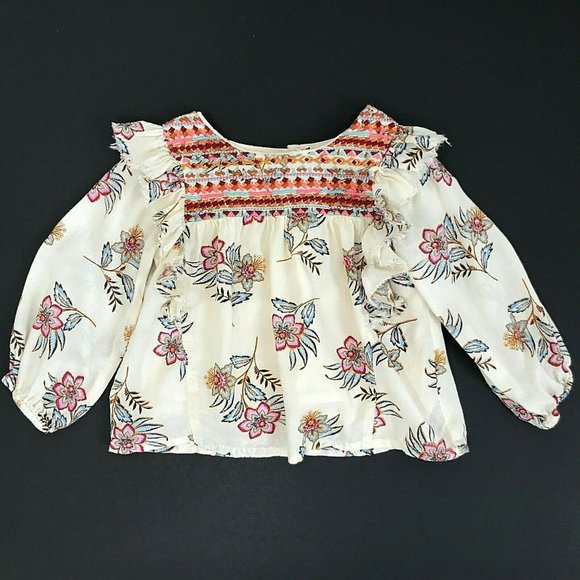 Peek Other - Peek Embroidered Ruffle Long Sleeve Floral Top